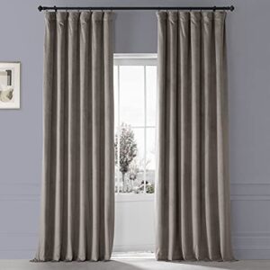 hpd half price drapes blackout solid thermal insulated window curtain 50 x 96 signature plush velvet curtains for bedroom & living room (1 panel), vpyc-sbo161209-96, library taupe