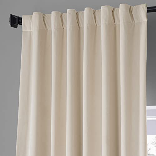 HPD HALF PRICE DRAPES Blackout Solid Thermal Insulated Window Curtain 50 X 96 Signature Plush Velvet Curtains for Bedroom & Living Room (1 Panel), VPYC-SBO198593-96, Diva Cream