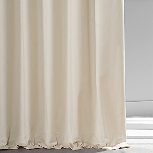 HPD HALF PRICE DRAPES Blackout Solid Thermal Insulated Window Curtain 50 X 96 Signature Plush Velvet Curtains for Bedroom & Living Room (1 Panel), VPYC-SBO198593-96, Diva Cream