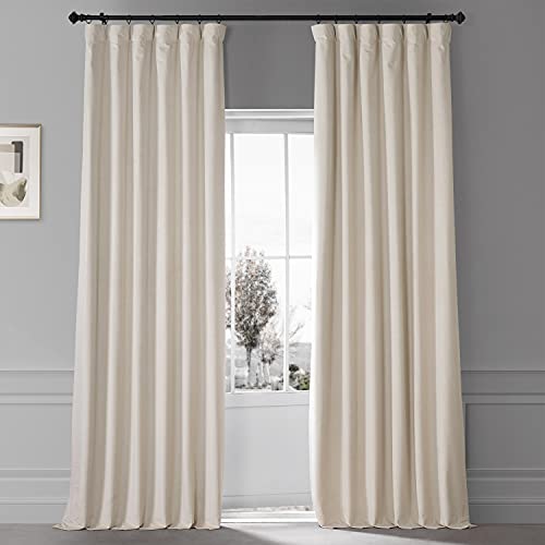 HPD HALF PRICE DRAPES Blackout Solid Thermal Insulated Window Curtain 50 X 96 Signature Plush Velvet Curtains for Bedroom & Living Room (1 Panel), VPYC-SBO198593-96, Diva Cream