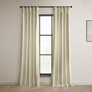 hpd half price drapes blackout solid thermal insulated window curtain 50 x 84 signature plush velvet curtains for bedroom & living room (1 panel), vpyc-sbo161204-84, angora beige