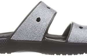 Crocs Unisex Classic Graphic Two-Strap Slide Sandals, Black/Black, 9 US Women