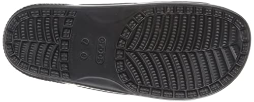 Crocs Unisex Classic Graphic Two-Strap Slide Sandals, Black/Black, 9 US Women