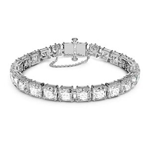 swarovski millenia bracelet, square cut crystals, white, rhodium finish