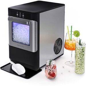 homelabs countertop nugget ice maker - stainless steel with touch screen - portable and compact - chewable nugget ice machine - produces up to 44lb of ice per day