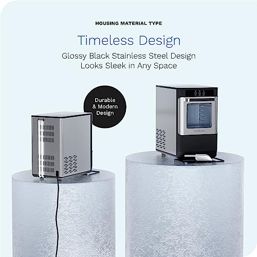 hOmeLabs Countertop Nugget Ice Maker - Stainless Steel with Touch Screen - Portable and Compact - Chewable Nugget Ice Machine - Produces Up to 44lb of Ice Per Day