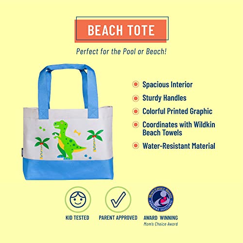 Wildkin Tote Bag for Kids & Adults, Measures 19.5 x 13 x 4.5 Inches, Polyester Fabric Travel Tote Bags, Features Two Durable Carrying Handles with Moisture-Resistant Interior Lining (Dinosaur Land)