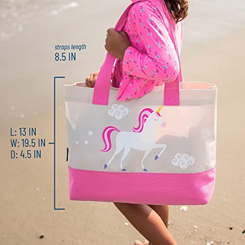 Wildkin Tote Bag for Kids & Adults, Measures 19.5 x 13 x 4.5 Inches, Polyester Fabric Travel Tote Bags, Features Two Durable Carrying Handles with Moisture-Resistant Interior Lining (Unicorns)