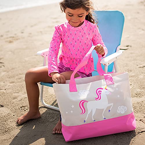 Wildkin Tote Bag for Kids & Adults, Measures 19.5 x 13 x 4.5 Inches, Polyester Fabric Travel Tote Bags, Features Two Durable Carrying Handles with Moisture-Resistant Interior Lining (Unicorns)