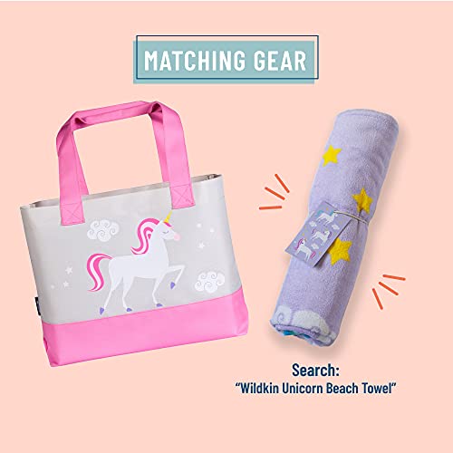 Wildkin Tote Bag for Kids & Adults, Measures 19.5 x 13 x 4.5 Inches, Polyester Fabric Travel Tote Bags, Features Two Durable Carrying Handles with Moisture-Resistant Interior Lining (Unicorns)