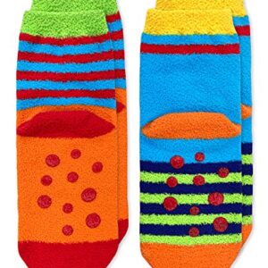 Jefferies Socks Boys Boy's Monster Fuzzy Non-Skid Slipper 2 Pack, Multi, X-Small, Multi, X-Small US