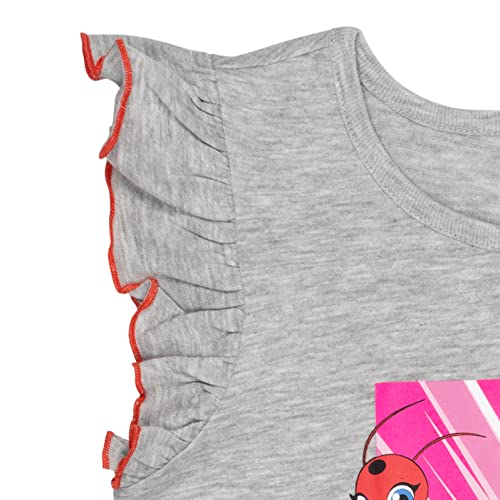 Miraculous Ladybug Cat Noir Rena Rouge Little Girls 2 Pack T-Shirts Gray/Red 4-5