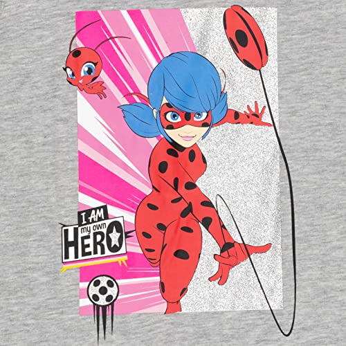 Miraculous Ladybug Cat Noir Rena Rouge Big Girls 2 Pack T-Shirts Gray/Red 10-12