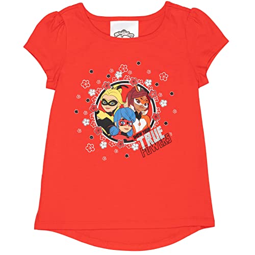 Miraculous Ladybug Cat Noir Rena Rouge Big Girls 2 Pack T-Shirts Gray/Red 10-12