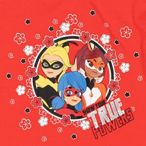 Miraculous Ladybug Cat Noir Rena Rouge Little Girls 2 Pack Ruffle T-Shirts Gray/Red 7-8