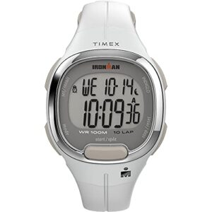 timex women's ironman transit 33mm resin strap watch – white/chrome tone- white resin strap