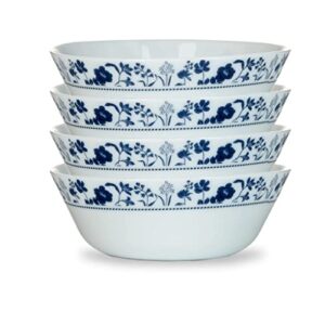 corelle everyday expressions 4-pc soup/cereal bowls set, service for 4, durable and eco-friendly 18-oz bowls, higher rim glass , microwave and dishwasher safe, rutherford