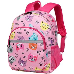 bagseri toddler backpack for girls, lightweight kids backpack daycare bag preschool backpack for girls, 12 inch (cat pink)