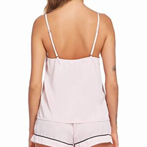 Ekouaer Lounge Set Women's Silk Soft Sleepwear Two Piece Pajamas Satin Cami Shorts Pj Set Bride Bachelorette Gifts (Pink,L)