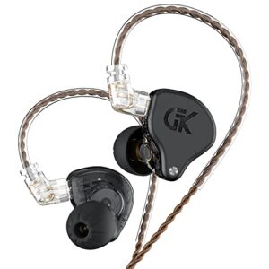 gk gs10 in-ear earphones wired, wired earbuds, hifi professional stereo deep bass noise isolating sport iem earbuds with detachable cables no mic