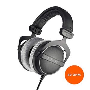 Beyerdynamic DT 770 Pro 80 Ohm Closed-Back Studio Mixing Headphones Bundle with Soft Drawstring Case, Headphone Splitter, 5ft Extension Cable, and 6AVE Cleaning Cloth