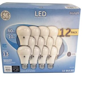 GE Daylight 60 Watt Replacement LED Light Bulbs, General Purpose, Dimmable Light Bulbs 12 Pack (Daylight, 12 Pack)