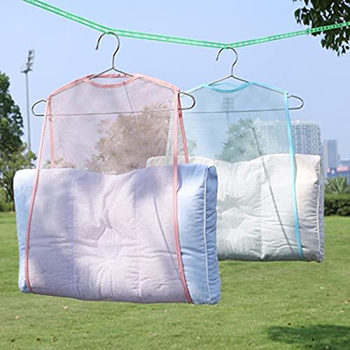 LUOY Net Mesh Pillow Toys Drying Rack Foldable Toys Doll Hanger Balcony Hanging Clothes Dryer Wardrobe Cushion Storage Bag