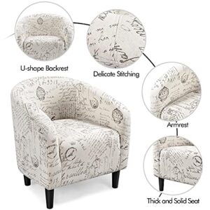 Yaheetech Living Room Club Chair with Ottoman Set, Modern Accent Arm Chair with Foot Rest, Upholstered Accent Chair for Living Room Bedroom, Letter Print