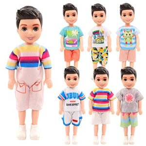 timdtvo 7pcs 6 inch chelsea boy doll clothes for chelsea boy doll, 7 sets doll outfits with 7 pair doll shoes accessories (no doll)