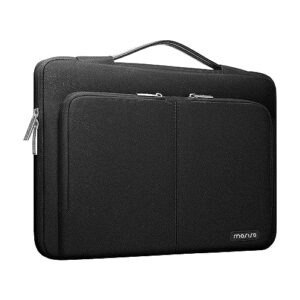 mosiso 360 protective laptop sleeve bag compatible with macbook air/pro, 13-13.3 inch notebook, compatible with macbook pro 14 inch 2023-2021 a2779 m2 a2442 m1 with 2 same front pockets&belt, black