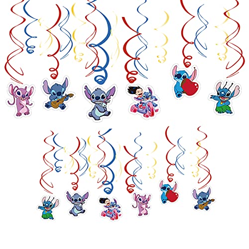 30 pcs Lilo and Stitch Party Swirl Decorations, Lilo and Stitch Theme Hanging Swirl Ceiling Decoration Ribbon Party Supplies