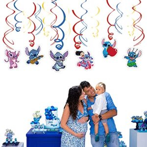 30 pcs Lilo and Stitch Party Swirl Decorations, Lilo and Stitch Theme Hanging Swirl Ceiling Decoration Ribbon Party Supplies