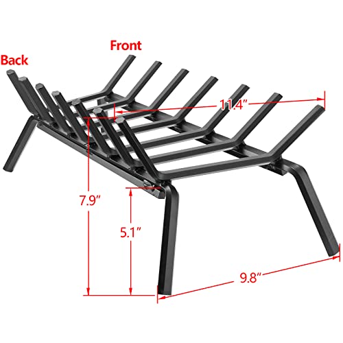 AMAGABELI GARDEN & HOME Fireplace Grates 24 Inch Wide Heavy Duty Solid Steel Fireplace Log Grate Indoor Wood Holder Wrought Iron Fire Grate Wood Rack Outdoor Kindling Wood Stove Hearth Burning Rack