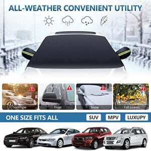 LADER Windshield Cover for Ice and Snow, Car Windshield Snow Cover, Windshield Frost Cover Ice Removal Wiper Protector, Windshield Snow Ice Cover, Fits Most Cars Trucks Vans SUVs