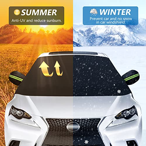 LADER Windshield Cover for Ice and Snow, Car Windshield Snow Cover, Windshield Frost Cover Ice Removal Wiper Protector, Windshield Snow Ice Cover, Fits Most Cars Trucks Vans SUVs