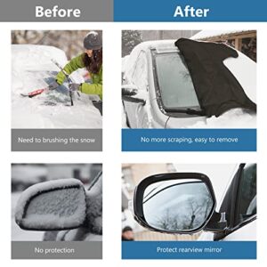 LADER Windshield Cover for Ice and Snow, Car Windshield Snow Cover, Windshield Frost Cover Ice Removal Wiper Protector, Windshield Snow Ice Cover, Fits Most Cars Trucks Vans SUVs