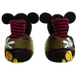 Disney Boys' Mickey Mouse Slippers – 3D Head Plush Sock Top Slippers (Toddler/Boy), Size 11-12 Little Kid, Mickey Mouse