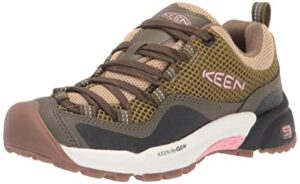keen women's wasatch crest vent breathable hiking sneakers, olive drab/pink icing, 7