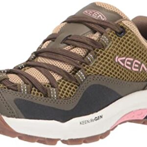 KEEN Women's Wasatch Crest Vent Breathable Hiking Sneakers, Olive Drab/Pink Icing, 7