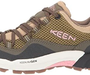 KEEN Women's Wasatch Crest Vent Breathable Hiking Sneakers, Olive Drab/Pink Icing, 7