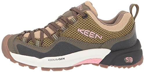 KEEN Women's Wasatch Crest Vent Breathable Hiking Sneakers, Olive Drab/Pink Icing, 7
