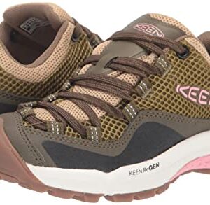 KEEN Women's Wasatch Crest Vent Breathable Hiking Sneakers, Olive Drab/Pink Icing, 7