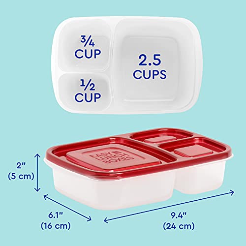 EasyLunchboxes® - Bento Lunch Boxes - Reusable 3-Compartment Food Containers for School, Work, and Travel, Set of 10 (Classic)