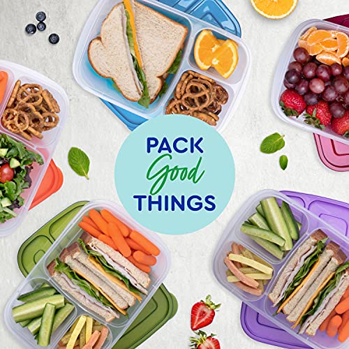 EasyLunchboxes® - Bento Lunch Boxes - Reusable 3-Compartment Food Containers for School, Work, and Travel, Set of 10 (Classic)