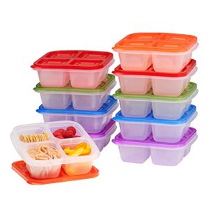 easylunchboxes® - bento snack boxes - reusable 4-compartment food containers for school, work and travel, set of 10, (classic)