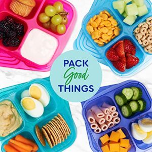 EasyLunchboxes - Bento Snack Boxes - Reusable 4-Compartment Food Containers for School, Work and Travel, Set of 4 (Jewel Brights)