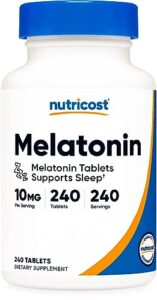 nutricost melatonin 10mg, 240 tablets - 10mg per serving, non-gmo, gluten free