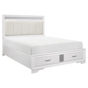 lexicon luster wood california king bed with 2 drawers in white and silver