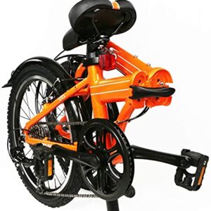 ZiZZO Via 20” Folding Bike-Lightweight Aluminum Frame Genuine Shimano 7-Speed 26lb (Metallic Orange)