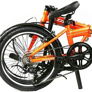 ZiZZO Via 20” Folding Bike-Lightweight Aluminum Frame Genuine Shimano 7-Speed 26lb (Metallic Orange)